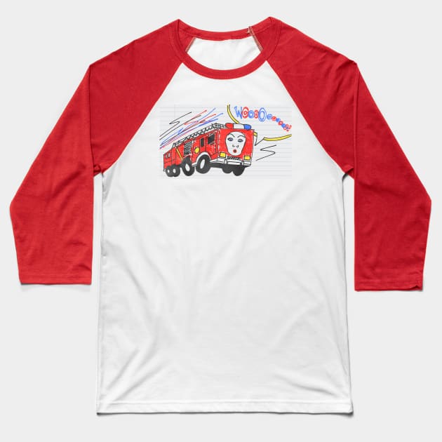 Fire Truck Maggie Baseball T-Shirt by The Small Beans Store